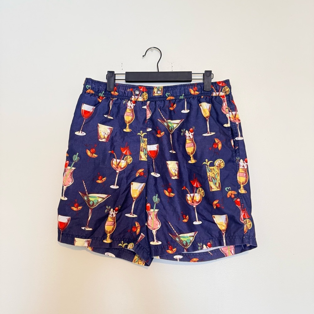 US Surf Club | Cocktail Print Swim Trunks - Navy